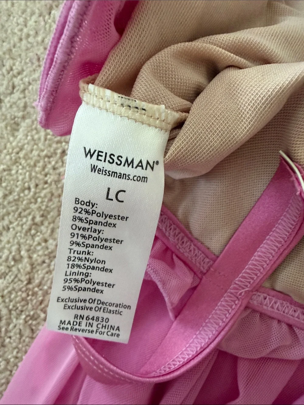 Weissman LC - large child - Pink Ruffled Chiffon Dance Dress with Sparkle